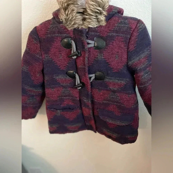 Joe Fresh Girls size 4 years Winter Coat Peacoat Parka w/ faux fur hood - Picture 6 of 7